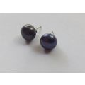 A FABULOUS PAIR OF MABE PEARL STUD TYPE EARINGS WITH STERLING SILVER ... GOOD CONDITION !!