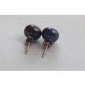 A FABULOUS PAIR OF MABE PEARL STUD TYPE EARINGS WITH STERLING SILVER ... GOOD CONDITION !!