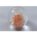 A DAMAGE FREE VINTAGE GENUINE MURANO SOLID GLASS PAPERWEIGHT WITH ORANGE "EXPLOSION " ...LOVE IT !!
