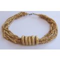 UNUSUAL AND RARE !! AN OLD CARVED GENUINE BONE BEAD NECKLACE IN EXCELLENT CONDITION FOR AGE !! WOW !