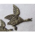 SO COOL !! 1950`S STYLE !! A SET OF THREE SOLID BRASS FLYING DUCKS FOR YOUR WALL !! KITSCH FEVER !!