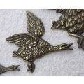SO COOL !! 1950`S STYLE !! A SET OF THREE SOLID BRASS FLYING DUCKS FOR YOUR WALL !! KITSCH FEVER !!