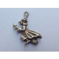 A MAGICAL VINTAGE STERLING SILVER " WITCH ON BROOM " CHARM !! FREE COMBINING !!