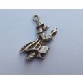 A MAGICAL VINTAGE STERLING SILVER " WITCH ON BROOM " CHARM !! FREE COMBINING !!