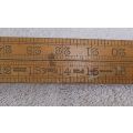 A VERY COOL OLD / ANTIQUE WOOD AND BRASS MEASURING RULE !! MADE IN HOLLAND BY SYBREN !! WUNDERBAAR !