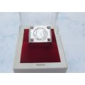 WOW !! A SUPERB VINTAGE LOOK SOLID STERLING SILVER COIN RING WITH 4 FACETED RUBY COLOR STONES !!