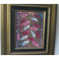 A DELIGHTFUL ORIGINAL SIGNED OIL ON BOARD PAINTING OF A FLORAL ARRANGEMENT IN A LOVELY FRAME !! WOW