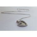 A CHARMING SOLID STERLING SILVER DOUBLE HEART LOVE PENDANT PLUS STERLING SILVER NECKLACE !! QUALITY