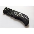 WOW !! A STYLISH AND SHARP BRAND NEW FLICK KNIFE WITH TRIBAL MOTIF !! FREE COMBINING !!