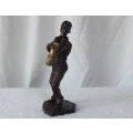 A VINTAGE HIGHLY DETAILED HAND PAINTED RESIN COMPOSITE FIGURE OF A SAXOPHONE PLAYER !! GREAT FIND !!