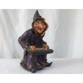 WHAT HAVE WE HERE !! A LARGE HAND PAINTED FIGURE OF A KEYBOARD PLAYING ONE TOOTHED WITCH !!