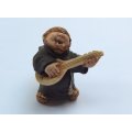 A VERY CUTE VINTAGE HAND PAINTED ITALIAN MADE FIGURE OF A MUSICIAN MONK BY ARTEFICE !!