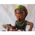 LEGALIZE IT,YE,YE, DONT CRITISIZE IT..A DOPE VINTAGE SOLID RESIN COMPOSITE FIGURE OF A RASTA DRUMMER