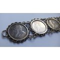 A SUPER RARE OLD SOLID STERLING SILVER " PAUL KRUGER " Z.A.R COIN BRACELET IN EXCELLENT CONDITION