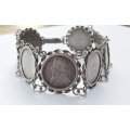 A SUPER RARE OLD SOLID STERLING SILVER " PAUL KRUGER " Z.A.R COIN BRACELET IN EXCELLENT CONDITION