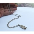 A VINTAGE SOLID EGYPTIAN SILVER "TABLET" PENDANT PLUS A GOOD QUALITY STERLING SILVER NECKLACE