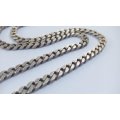 A SUPER HEAVY 51 CM SOLID STERLING SILVER CHAIN LINK NECKLACE - STAMPED AND TESTED