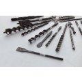 A VERY USEFUL JOBLOT OF VINTAGE DRILL BITS WITH ALL SORTS OF FUNCTIONS - BID FOR THE LOT
