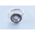 A GORGEOUS HIGH VALUE ""PANDORA"" STERLING SILVER RING SET WITH FACETED STONES !! MUST SEE !!