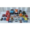 A CUTE JOBLOT OF CARS WITH EYES FROM DISNEY ./ PIXAR PLUS OTHER PLASTIC VEHICLES !! BID FOR THE LOT