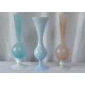 GROUP DEAL !! THREE VINTAGE OPAQUE VENETIAN GLASS VASES IN GREAT CONDITION !! BID FOR ALL !!