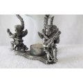 MUST SEE !! A VERY CHARMING PEWTER TYPE METAL TEE LITE HOLDER INCENSE BURNER WITH ANGEL MOTIFS !!