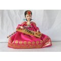 LOOK !! A LOVELY VINTAGE ORIENTAL DOLL IN TRADITIONAL CLOTHING HOLDING A HARP !! RARE IN SA !!