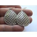 WOW !! A STUNNING INTRICATELY DETAILED BIG SOLID STERLING SILVER EARRINGS !! FULLY TESTED !!