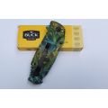 A VERY COOL HEAVY QUALITY SUPER SHARP POCKET KNIFE WITH SNAKE GRAPHICS AND FLICK ACTION BLADE !!