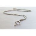 A COOL SOLID STERLING SILVER AFRICA PENDANT SET WITH A FACETED STONE PLUS A STERLING SILVER NECKLACE