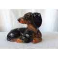 A STUNNING VINTAGE SYLVAC DACHSHUND DOG LAYING DOWN - MARKED AND NUMBERED !! PERFECT CONDITION !!