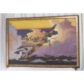 WOW !! WOW !! THE MOST STRIKING ORIGINAL OIL PAINTING OF A WW2 AIRPLANE IN ACTION BY CHRIS BOTHMA !!