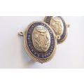 A STUNNING PAIR OF VINTAGE SA NURSING COUNCIL BADGES IN SOLID STERLING SILVER !! OLD SA QUALITY !!