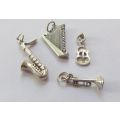 A DELIGHTFUL LOT OF 4 SOLID STERLING SILVER MUSICAL INSTRUMENT CHARMS IN EXCELLENT CONDITION !! WOW