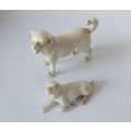 ANCIENT ? ANTIQUE ? TWO REALLY REALLY OLD CHINESE PORCELAIN DOG ORNAMENTS - SEE DESCRIPTION !!