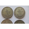 COOL FIND !! FOUR SILVER UNION OF SOUTH AFRICA SHILLING COINS !! BID FOR THE LOT !! SEE PICS !!