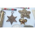 A COOL JOBLOT OF COLLECTABLES !! AFRICANA !! MILITARIA !! LIGHTERS !! MEDALLIONS !! BID FOR THE LOT