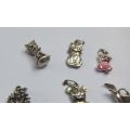 GREAT DEAL !! A GENEROUS LOT OF 8 VINTAGE STERLING SILVER ANIMAL CHARMS !! MUST SEE !! BID FOR ALL !