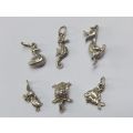 AN ADORABLE LOT OF 6 VINTAGE  ANIMAL THEME STERLING SILVER CHARMS INCLUDING 3 DUCKS !! SWEET !!