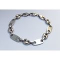 WOW !! A SUPERIOR QUALITY SOLID STERLING SILVER BRACELET WITH GUCCI LOOK LINKS !! REALLY STRONG !!