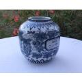 A STUNNING BIG FAT HAND PAINTED OLD JAR OR VASE WITH GRAPE PATTERN AND MARKINGS ON BASE !! LOOK !!