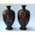 A rare pair of Antique Japanese miniature cloisonne vases - Circa 1880