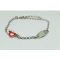 R1 START !! A FABULOUS SOLID STERLING SILVER BRACELET WITH IDENTITY PLATE AND HEART MOTIF !!