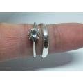 R1 START !! TWO SOLID STERLING SILVER RINGS - WEDDING BAND AND ENGAGEMENT RING !! GO FOR IT !!
