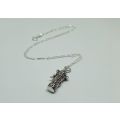 R1 START !! A 40 CM STERLING SILVER NECKLACE & STERLING SILVER SCROLL HOLDER PENDANT -FREE COMBINING