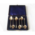 A lovely set of 6 hallmarked sterling silver Apostle spoons in original case