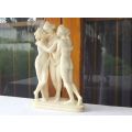 WOW !! A CHARMING VINTAGE ITALIAN MADE RESIN STATUE OF THREE GRECIAN MAIDENS IN GOOD CONDITION !!