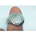 R1 START !! AN AWESOME VINTAGE STYLE SOLID STERLING SILVER COIN RING !! FREE COMBINING !!