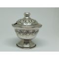 R1 START !! AN ADORABLE OLD SOLID 800 SILVER CONDIMENT POT WITH ROSE DECORATION !! MUST SEE !!