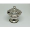 R1 START !! AN ADORABLE OLD SOLID 800 SILVER CONDIMENT POT WITH ROSE DECORATION !! MUST SEE !!